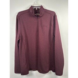 Orvis Classic Collection Shirt Medium Mens Burgundy 1/4 Zip Pullover Long Sleeve